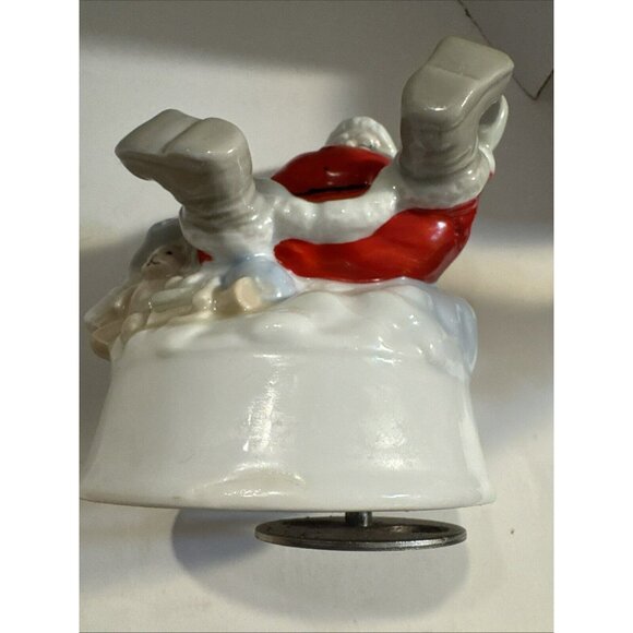 Vintage Handcrafted Musical Spinning Santa With Toy Bag E5 - Picture 9 of 11